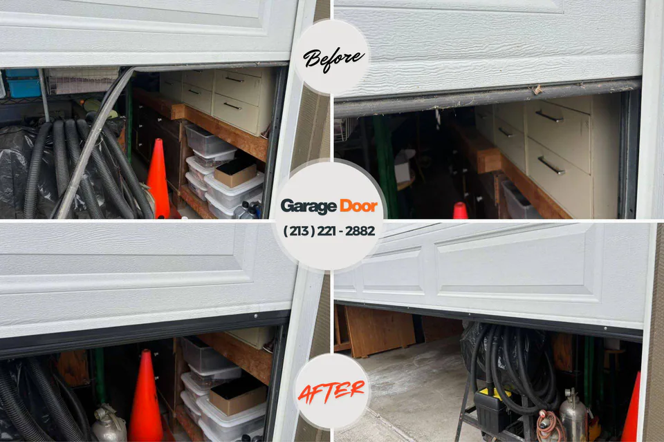 Before and after: garage door repair Fall Creek, WI